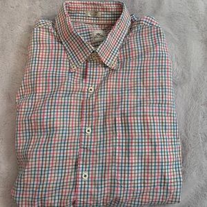 Peter Millar Shirt Mens Extra Large Pink Blue Long Sleeve Button Down